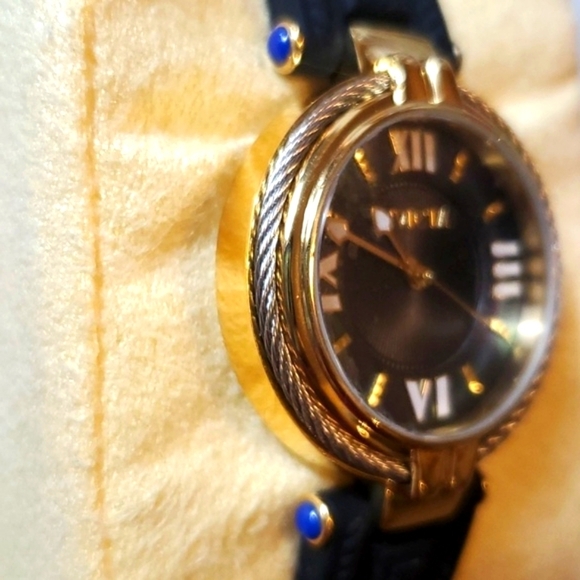 Invicta Women's Watch- Black Face, Gold Trim, Blue Accents, Black Band - Picture 4 of 6